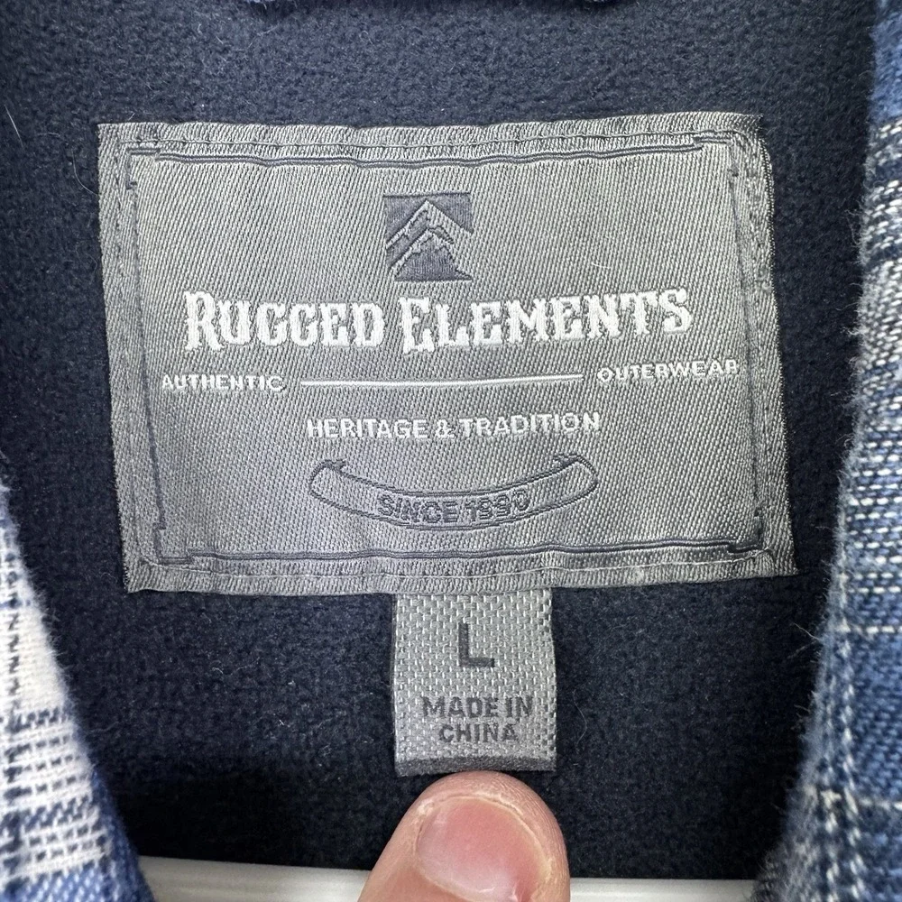 Rugged Elements Shirt Jacket Men's Large Blue Plaid Shacket Flannel Button‎ Up